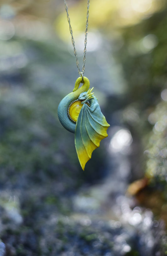 Blue and Yellow Dragon Pendant