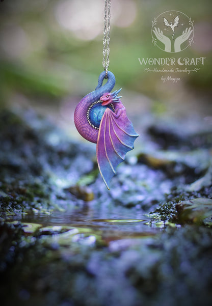 Purple and Blue Dragon Necklace