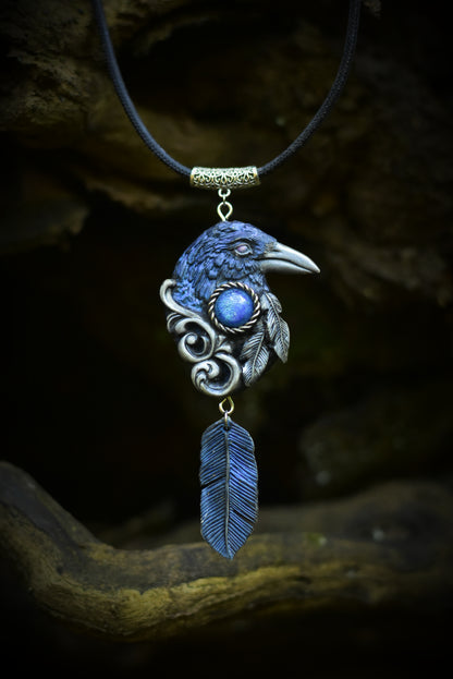 Forest Spirit Guardian Raven Necklace