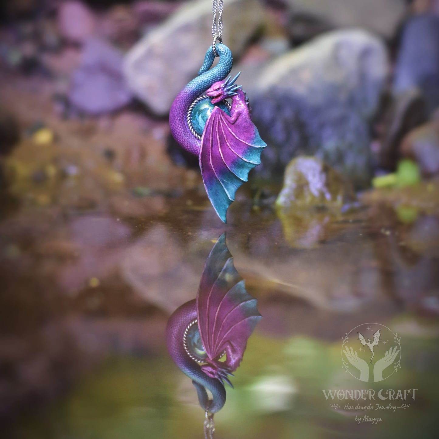 Purple and Teal Dragon Necklace