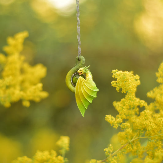 Yellow and Green Dragon Necklace