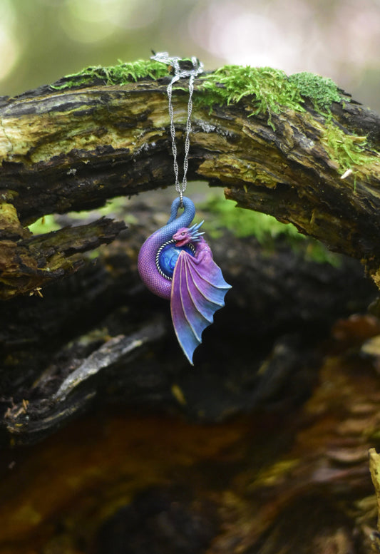 Purple and Blue Dragon Necklace