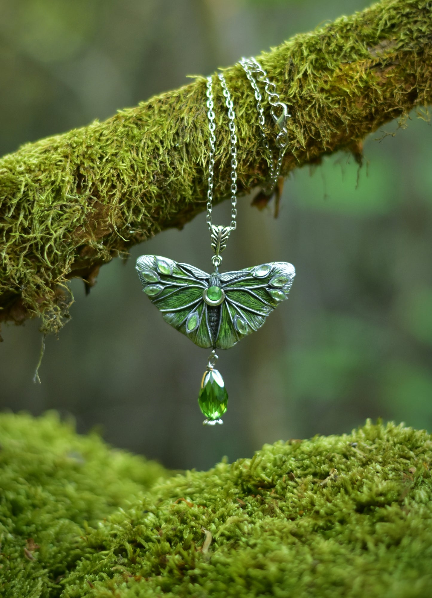 Emerald Moth Pendant