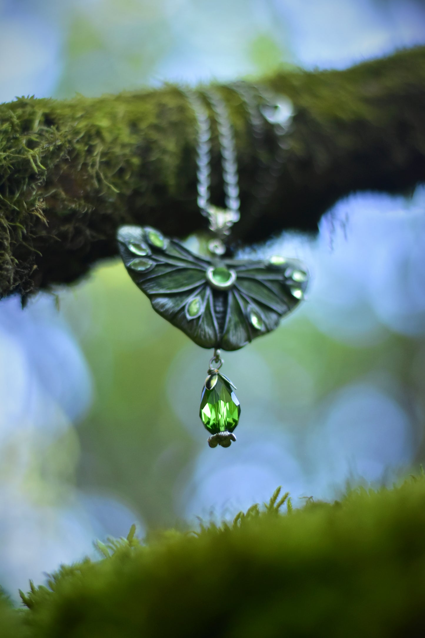 Emerald Moth Pendant