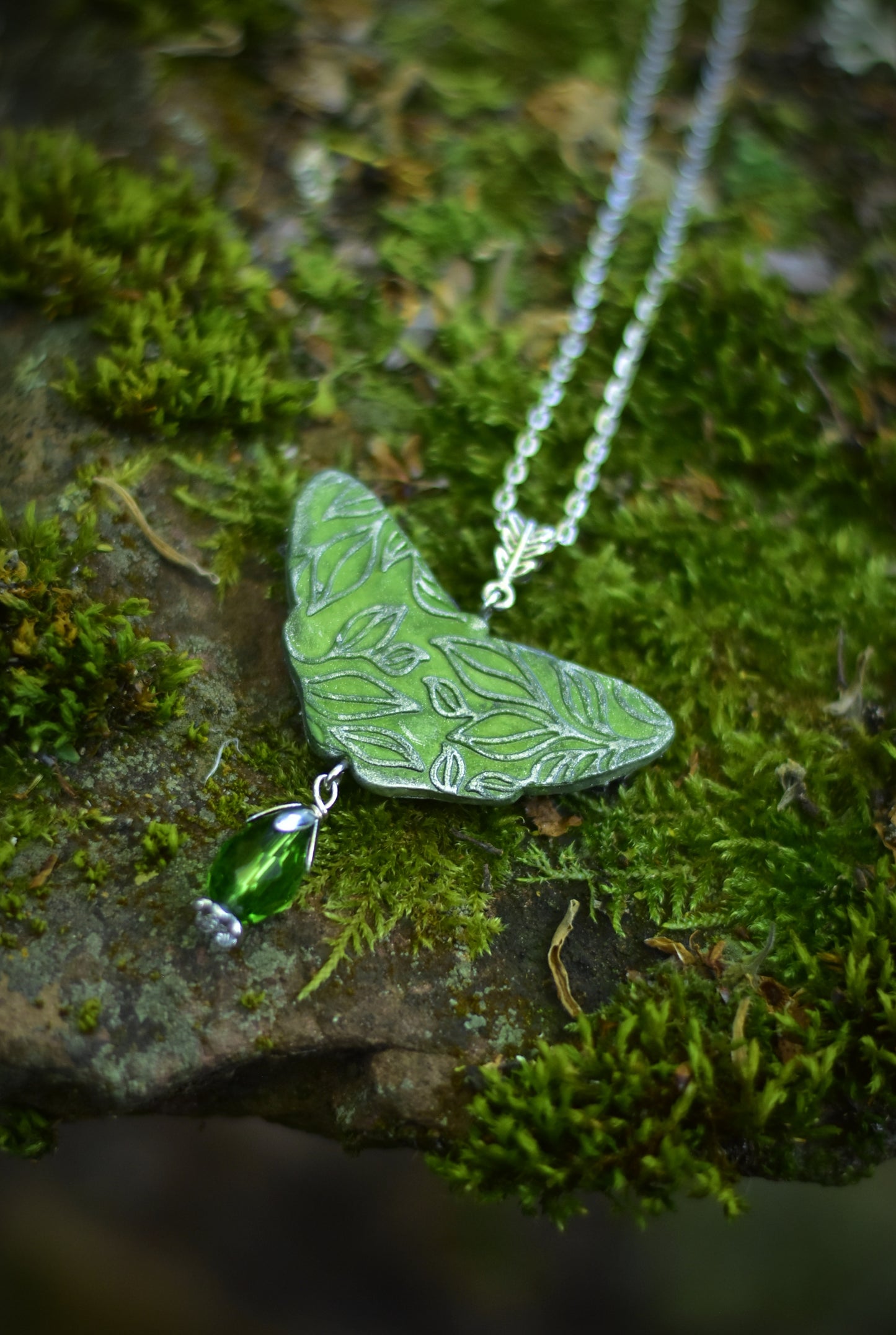 Emerald Moth Pendant