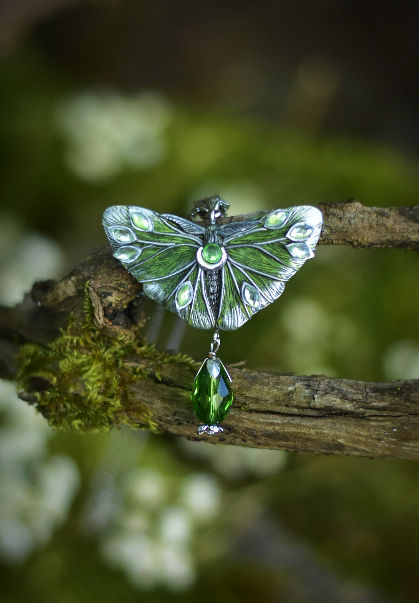 Emerald Moth Pendant