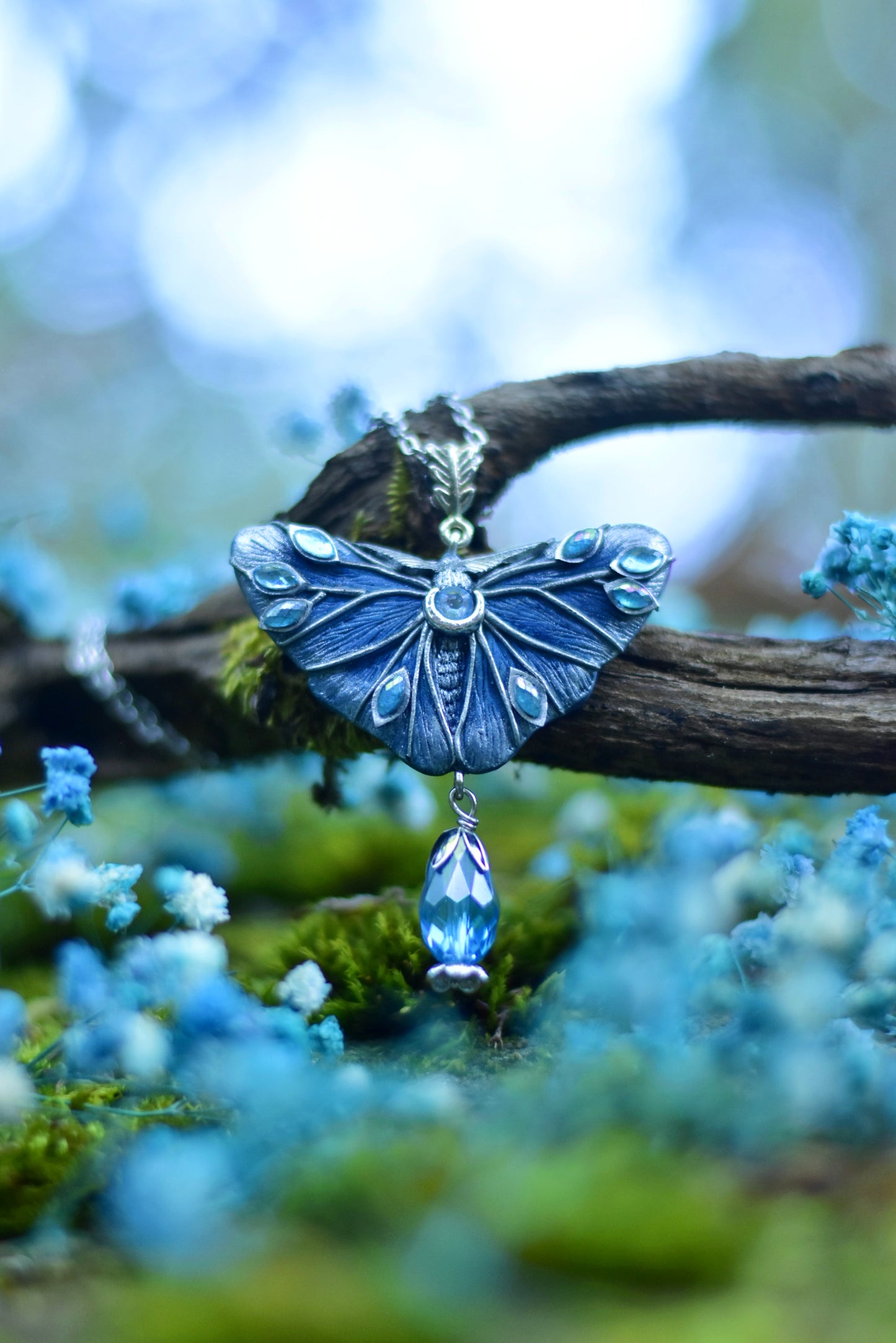 Azure Moth Pendant