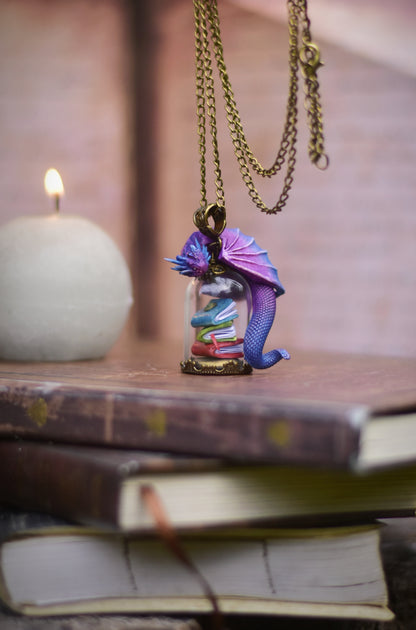 Book Hoard Dragon Guardian Necklace