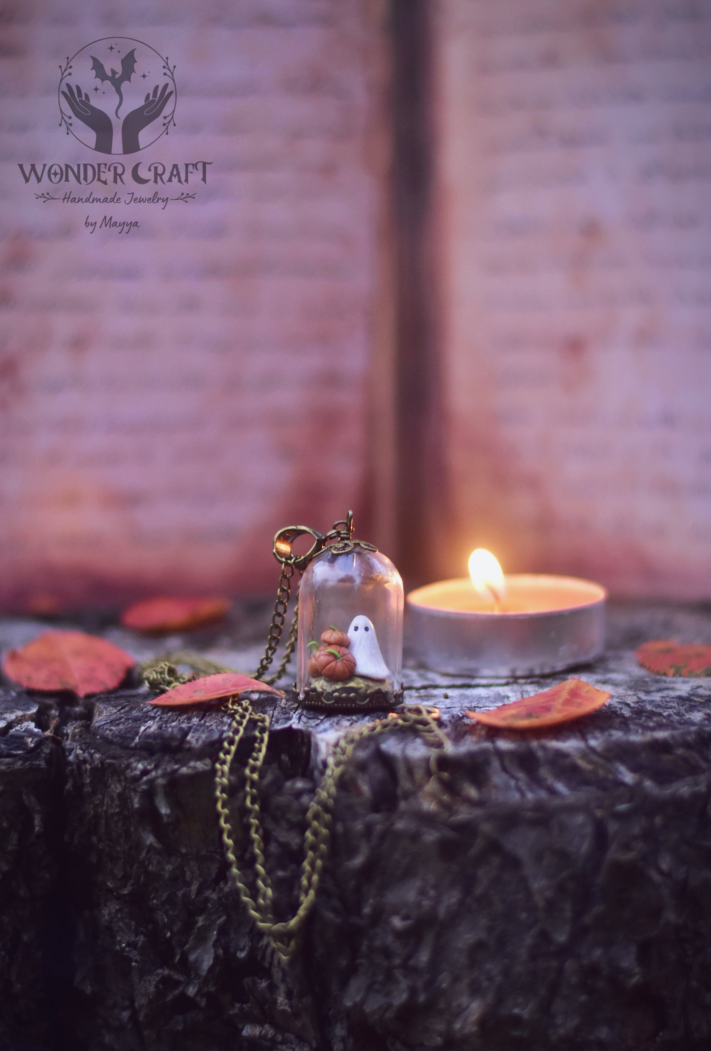 Haunted Harvest - Ghost & Pumpkins Necklace and Earrings