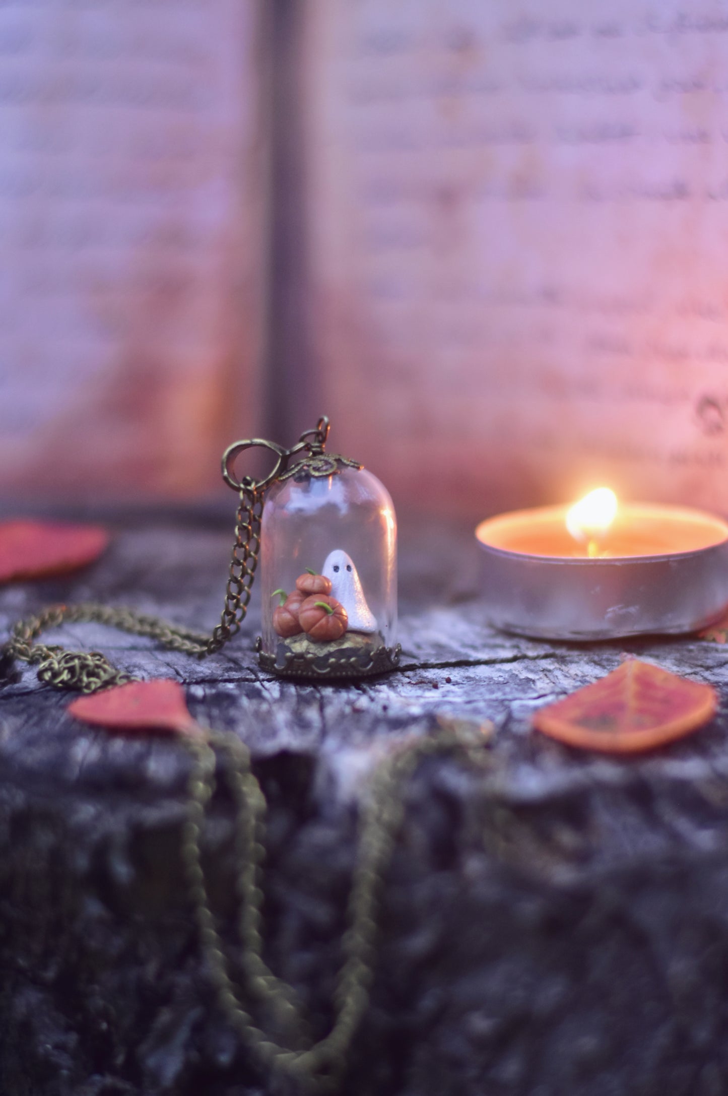 Haunted Harvest - Ghost & Pumpkins Necklace and Earrings