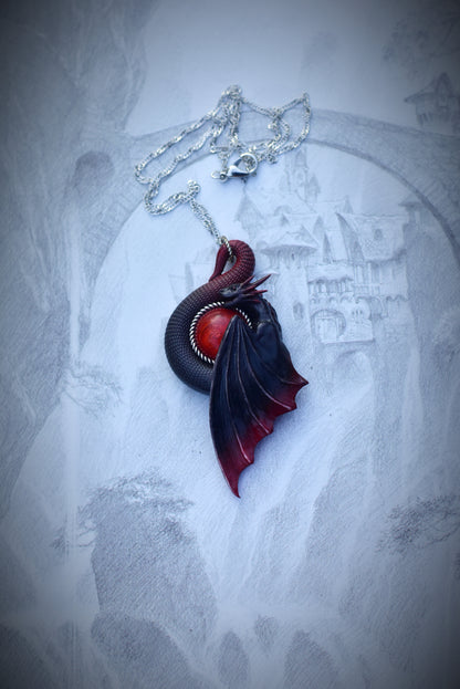 Black and Red Dragon Necklace