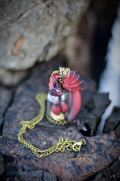 Red and Black Dragon Egg Guardian Necklace