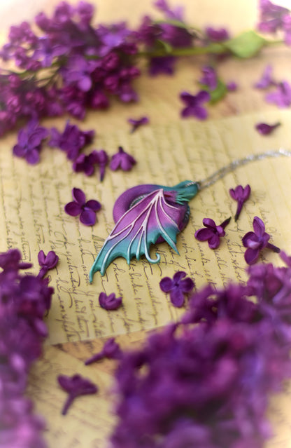 Violet & Teal Fairy Dragon Necklace