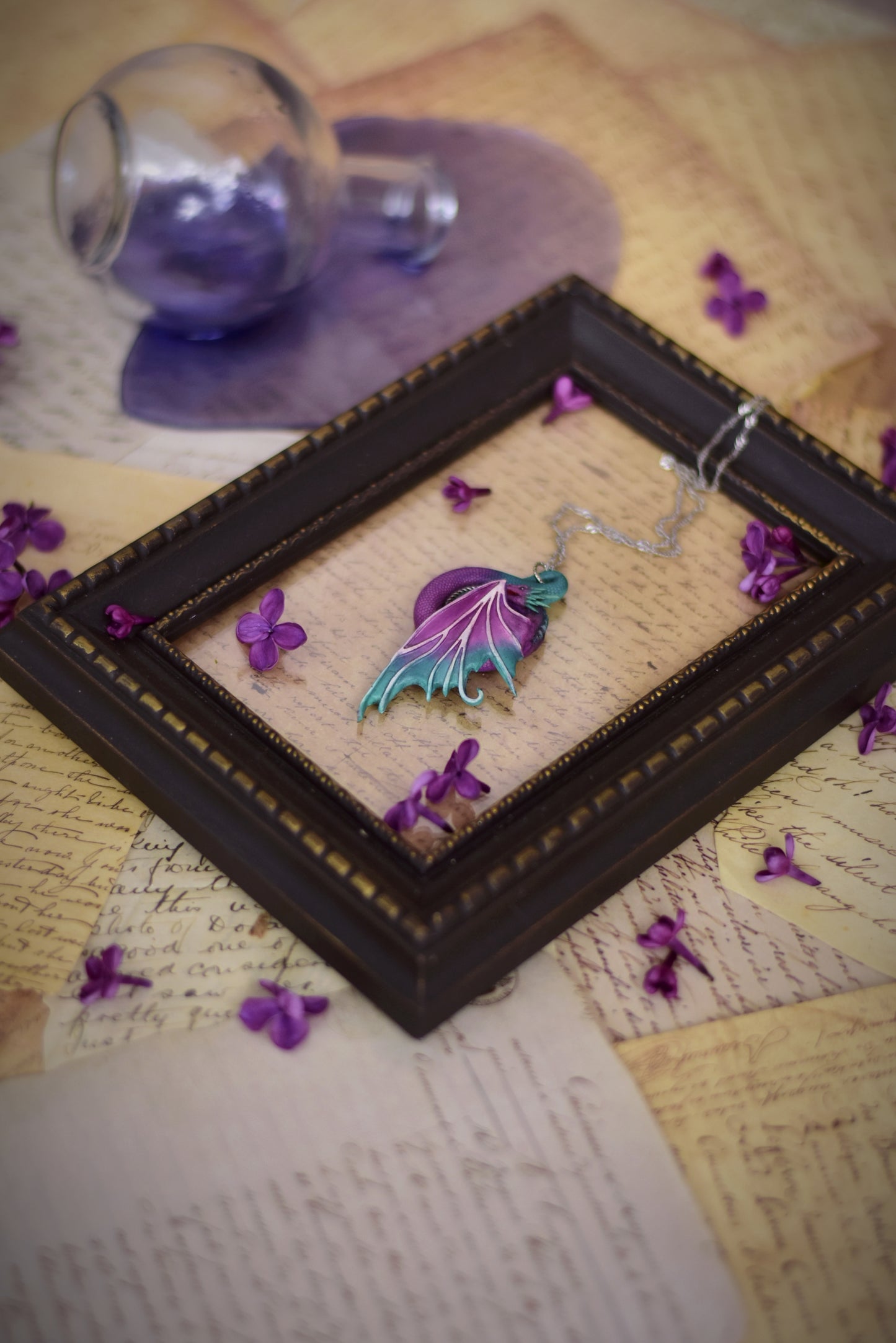 Violet & Teal Fairy Dragon Necklace
