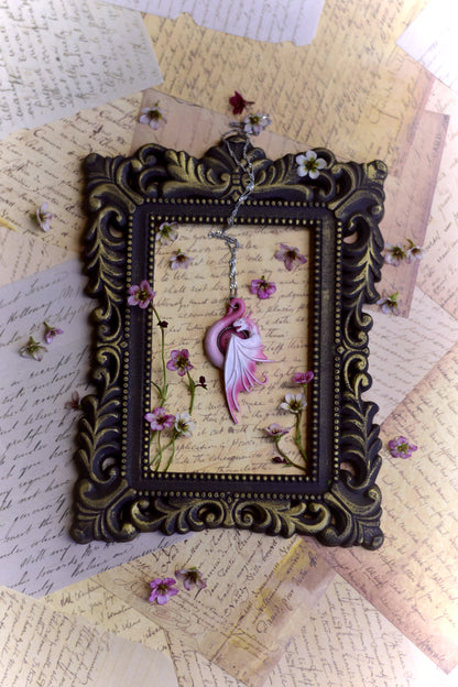 White and Pink Fairy Dragon Necklace