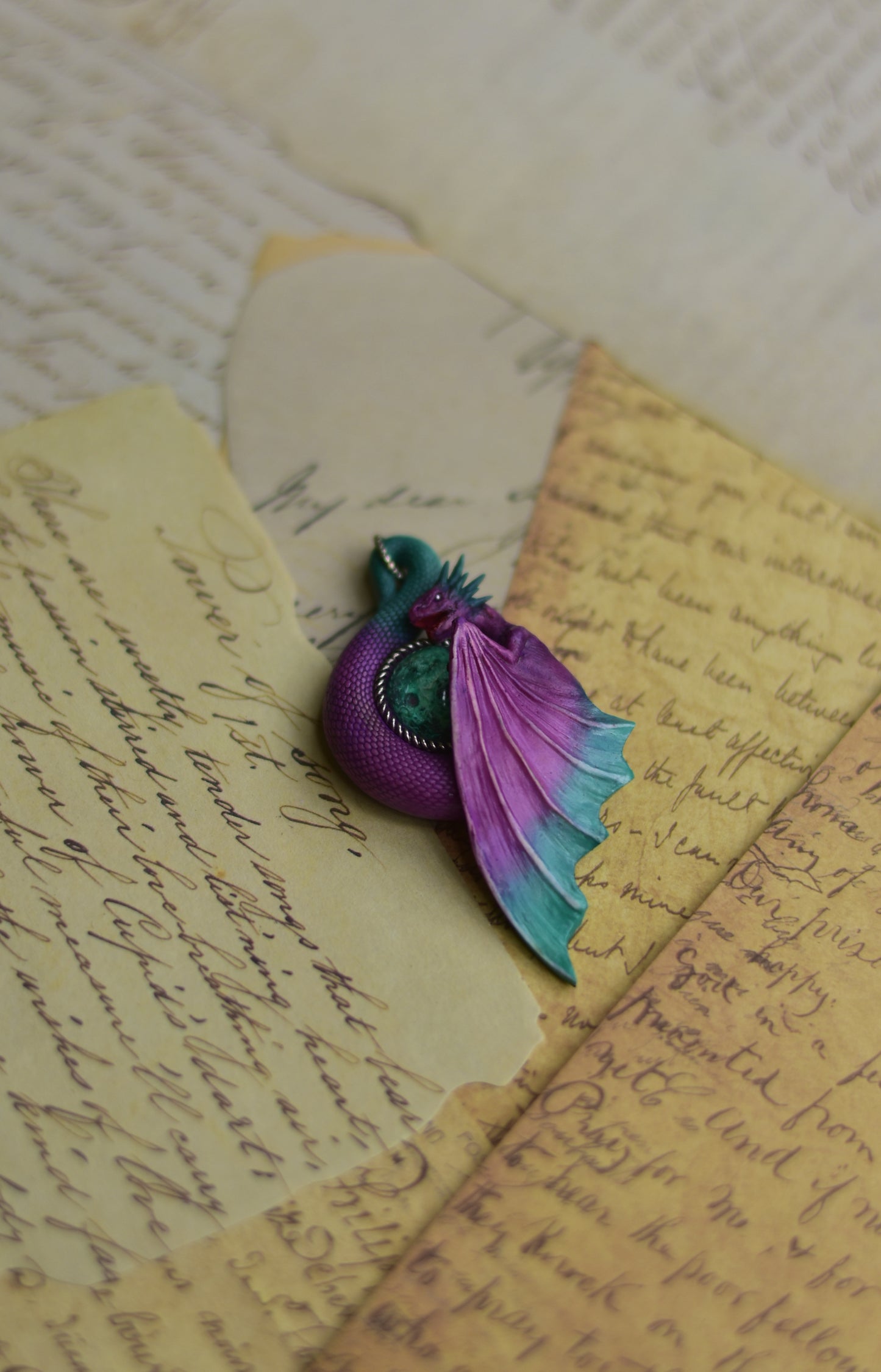 Purple and Teal Dragon Necklace