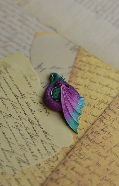 Purple and Teal Dragon Necklace