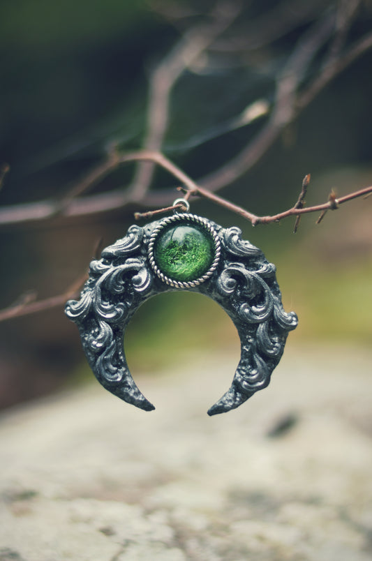 Green Witch Moon Necklace