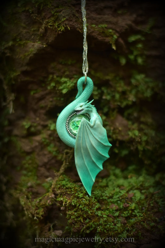 Mint Dragon Necklace