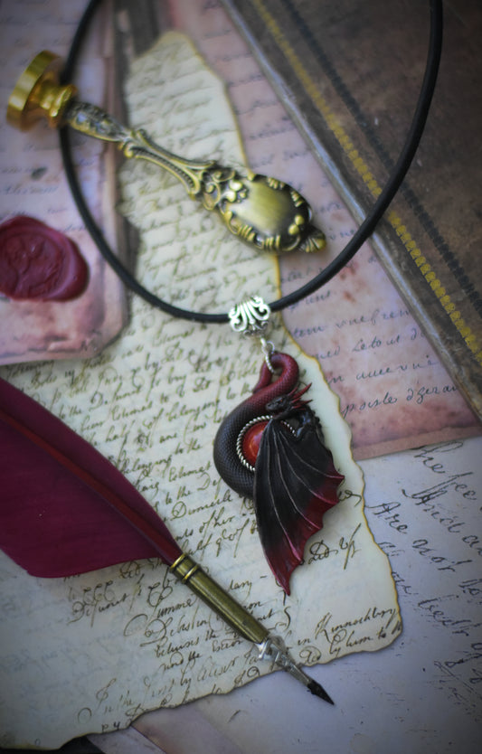 Black and Red Dragon Necklace