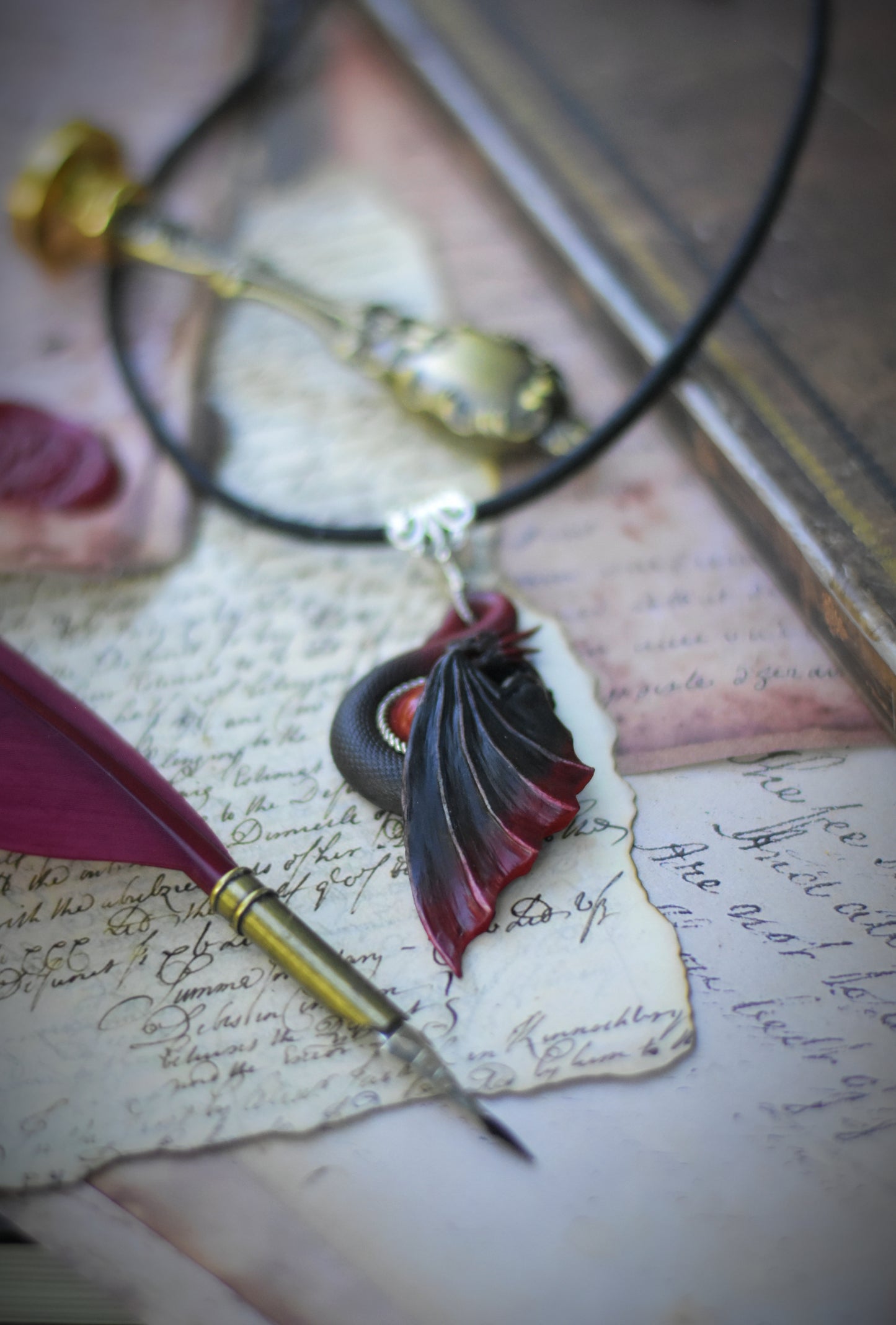 Black and Red Dragon Necklace