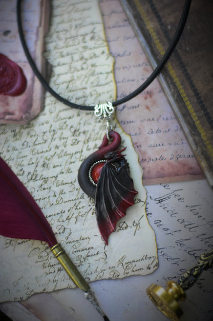 Black and Red Dragon Necklace