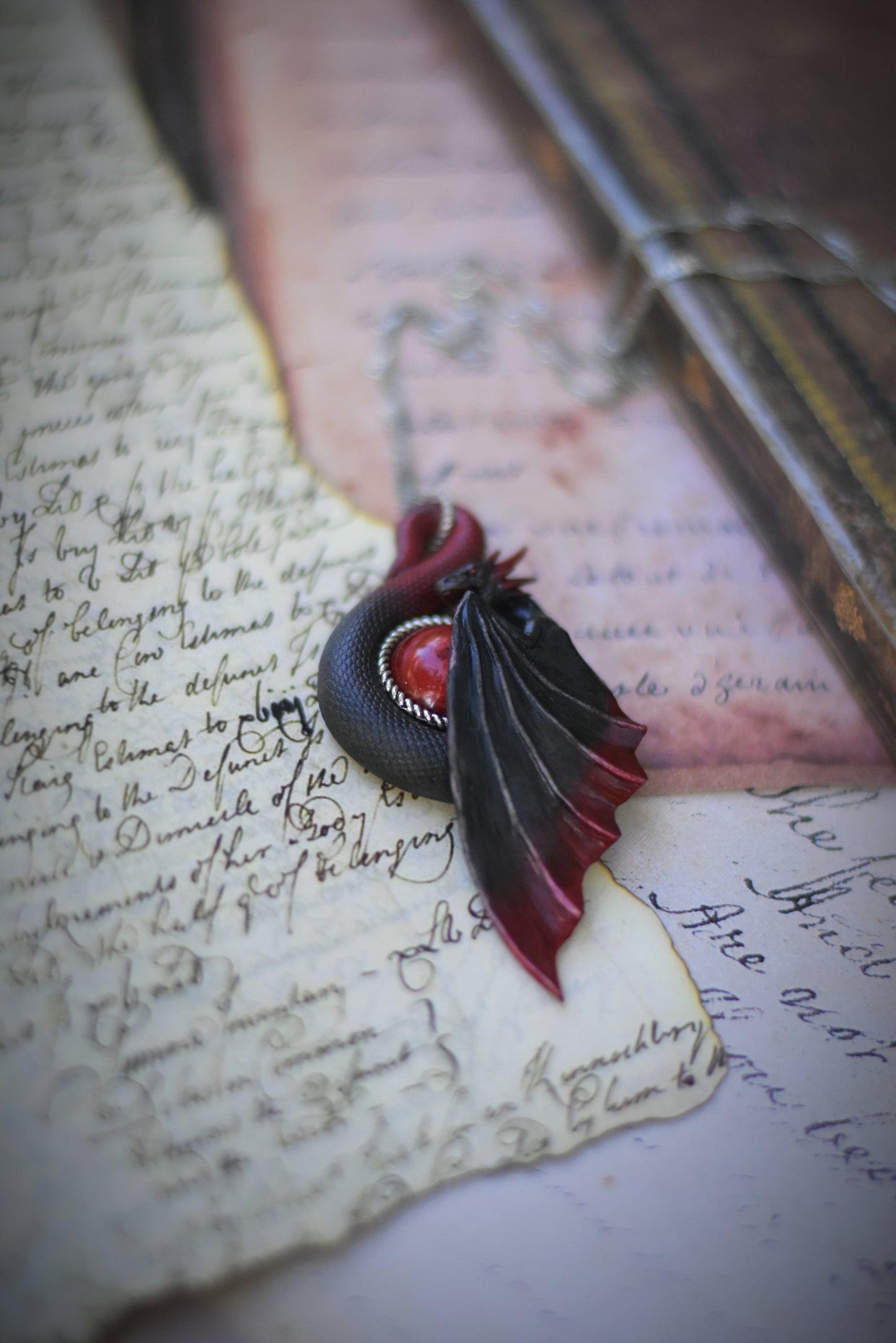 Black and Red Dragon Necklace