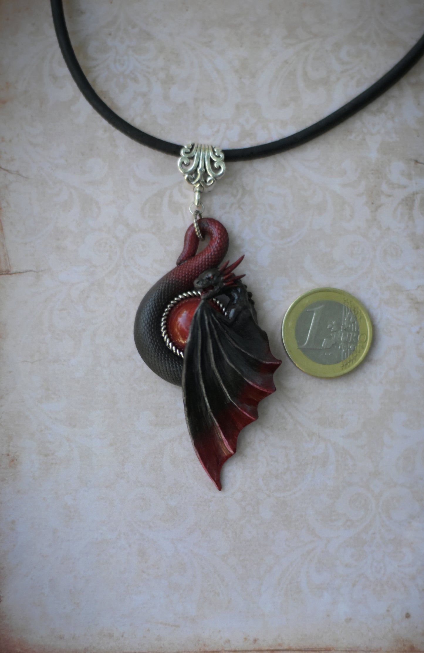 Black and Red Dragon Necklace