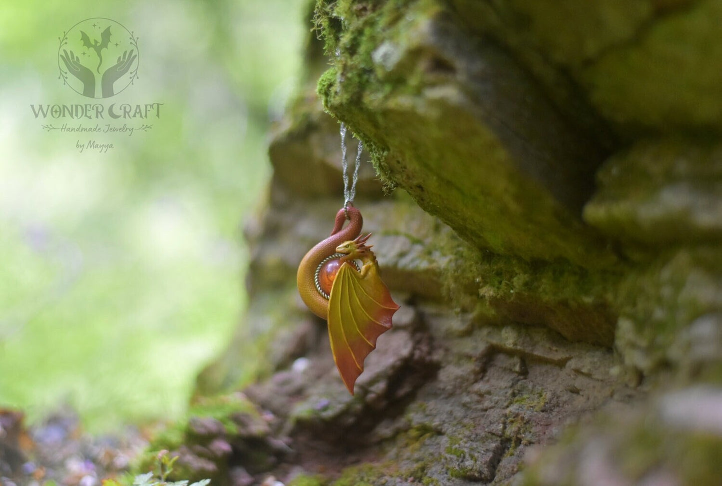 Yellow and Orange Dragon Necklace