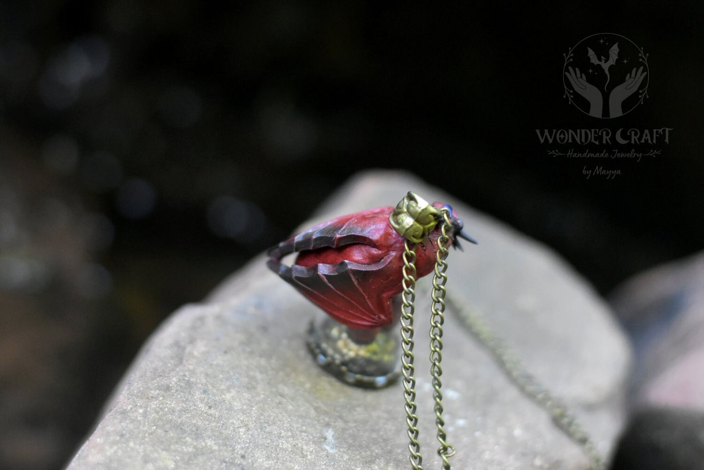 Red and Black Dragon Egg Guardian Necklace