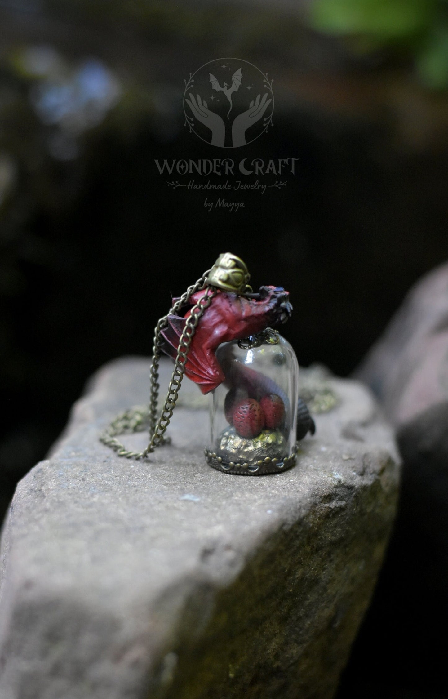 Red and Black Dragon Egg Guardian Necklace