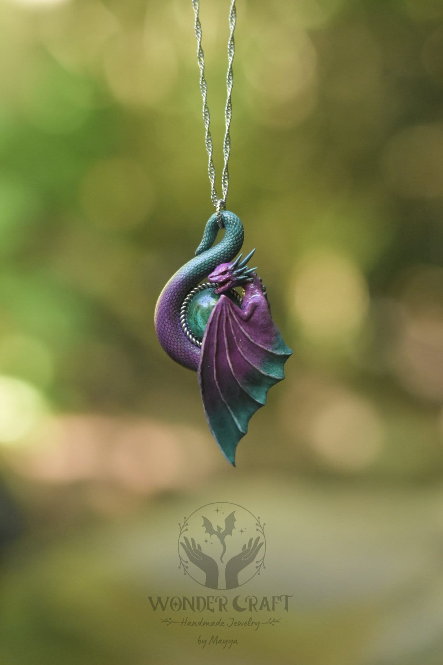 Purple and Teal Dragon Necklace