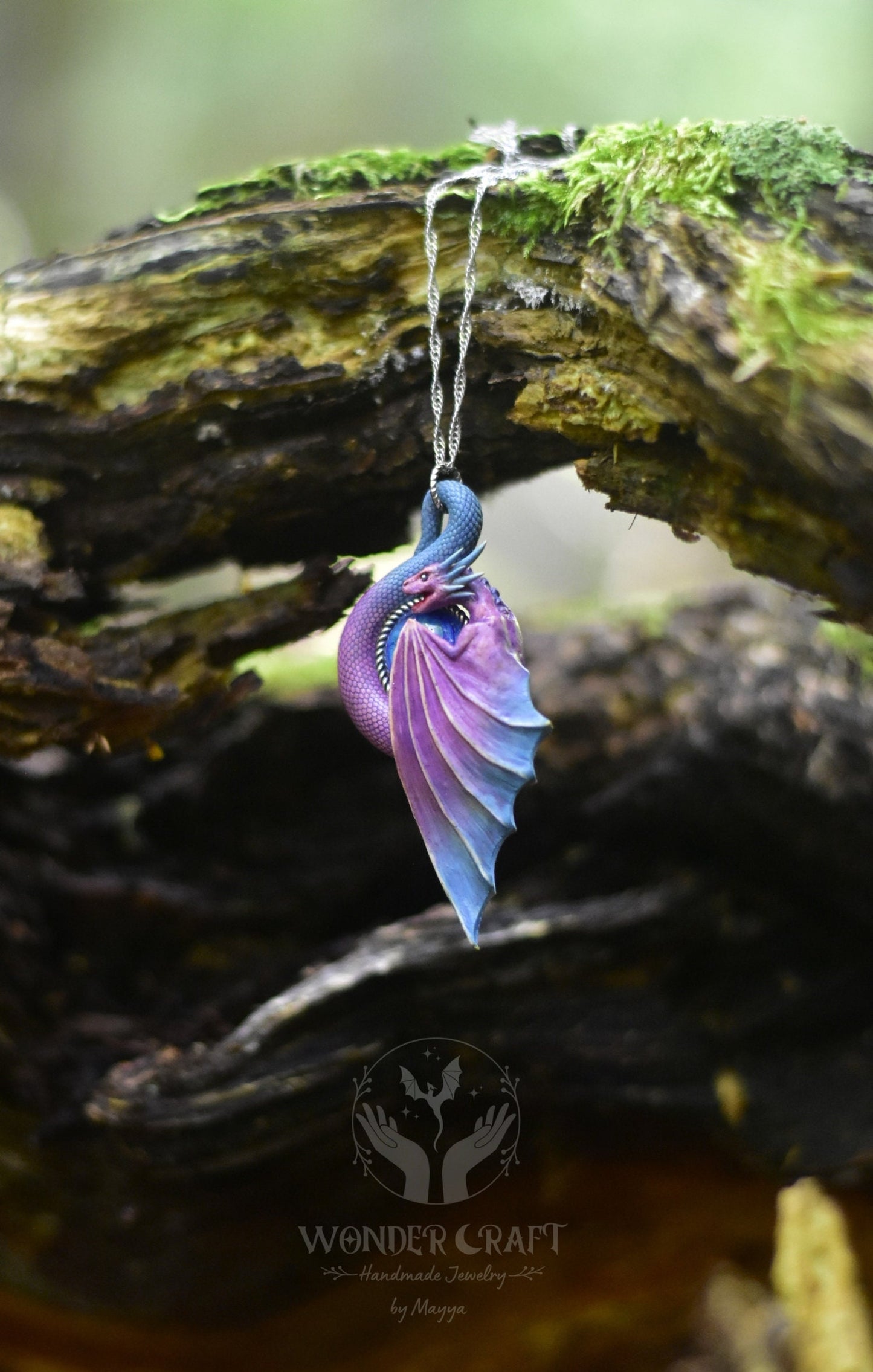 Purple and Blue Dragon Necklace