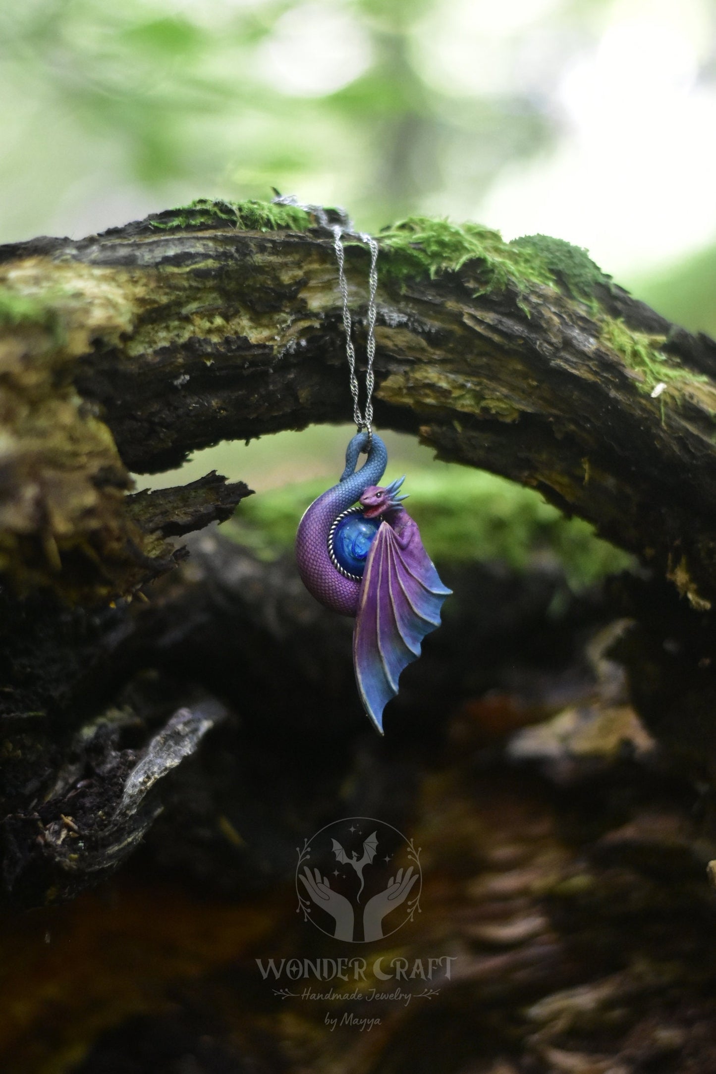 Purple and Blue Dragon Necklace