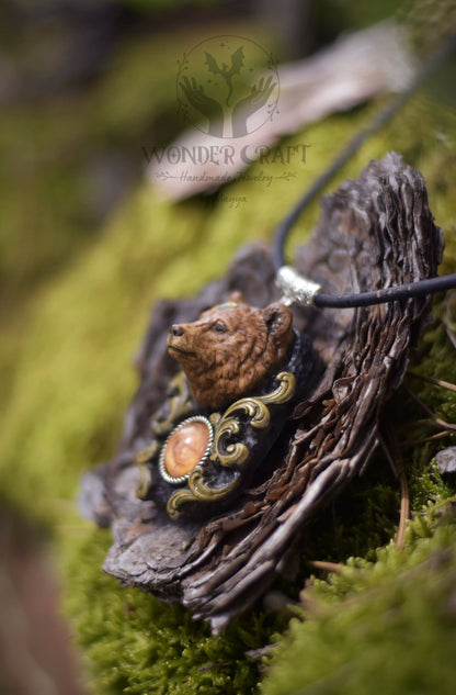 Forest Spirit Guardian Bear Necklace