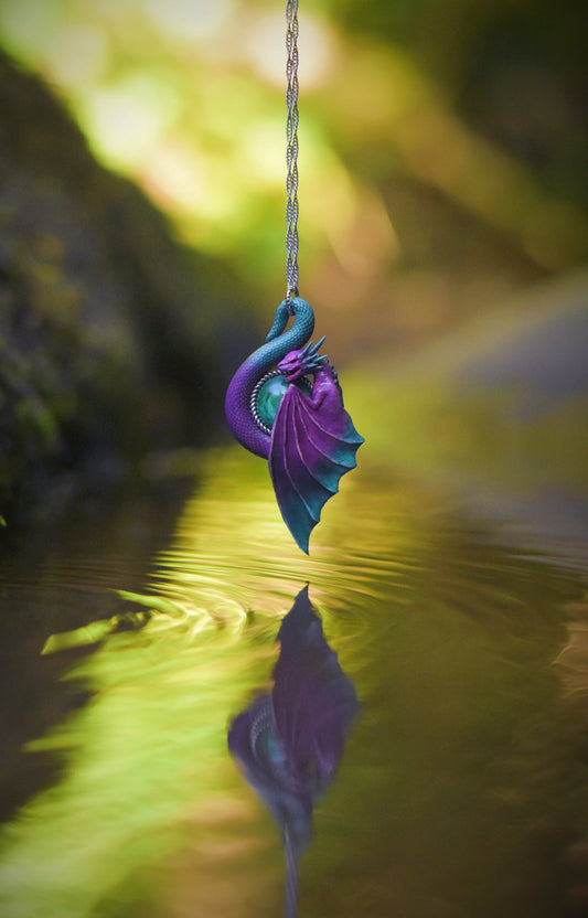 Purple and Teal Dragon Necklace