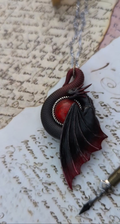 Black and Red Dragon Necklace