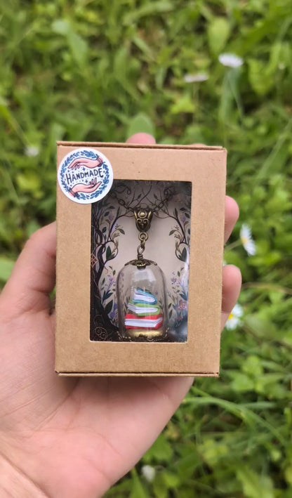 Enchanted Library - Books Under Glass Dome Necklace