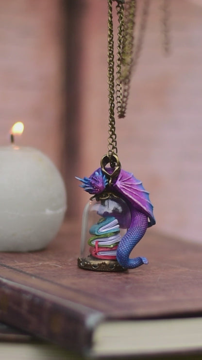 Book Hoard Dragon Guardian Necklace