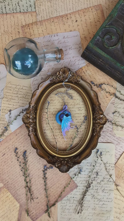 Blue and Lavender Fairy Dragon Necklace